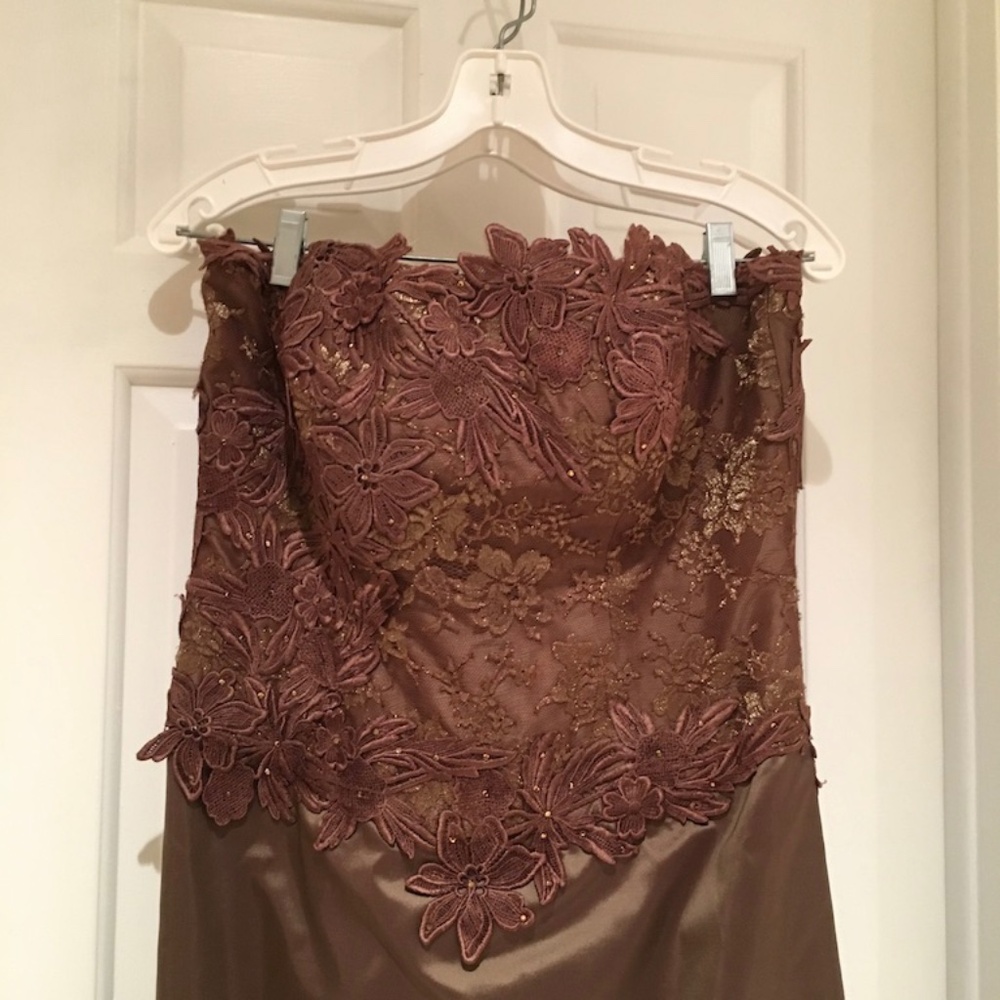 Evening gown, cover up, purse, head piece